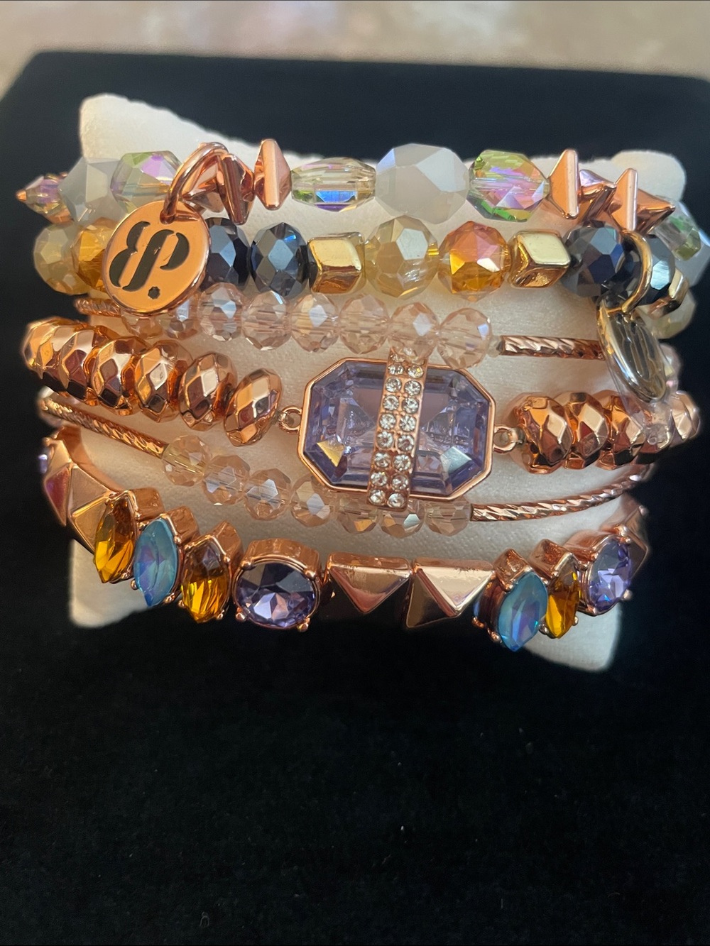 BOMB PARTY BP Rose Gold Crystal Stackable Bracelet Set. NEW!